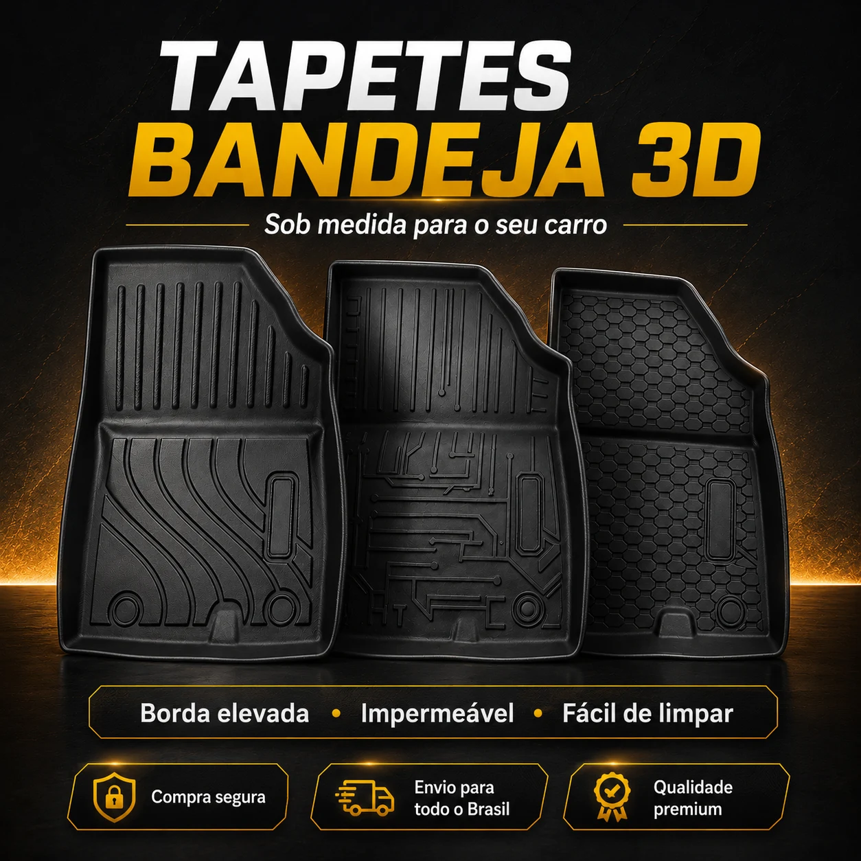 Tapetes automotivos bandeja 3D sob medida